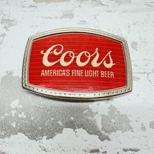 Vintage Coors America's Fine Light Beer Metal Belt Buckle Red Breweriana Bar